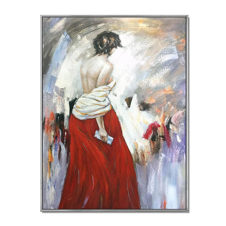 Framed Oil Painting Hand Painted Abstract People Modern - Women (122 x 91cm) - Moda Living