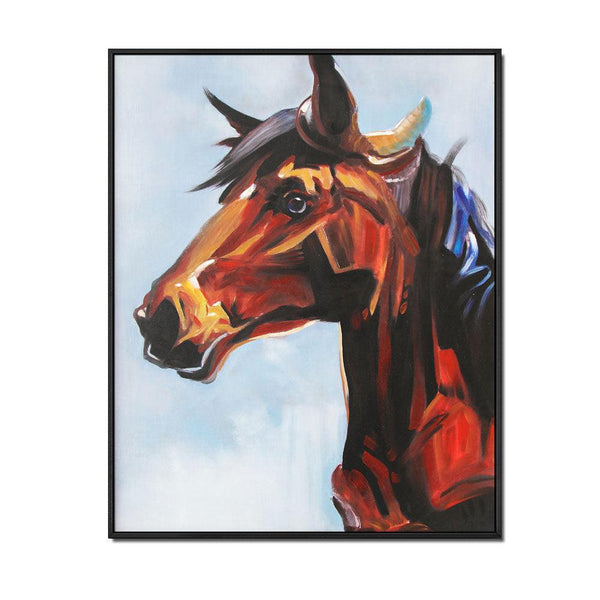 Framed Oil Painting Hand Painted Abstract Animals Canvas - Horse (110cm x 85cm) - Moda Living