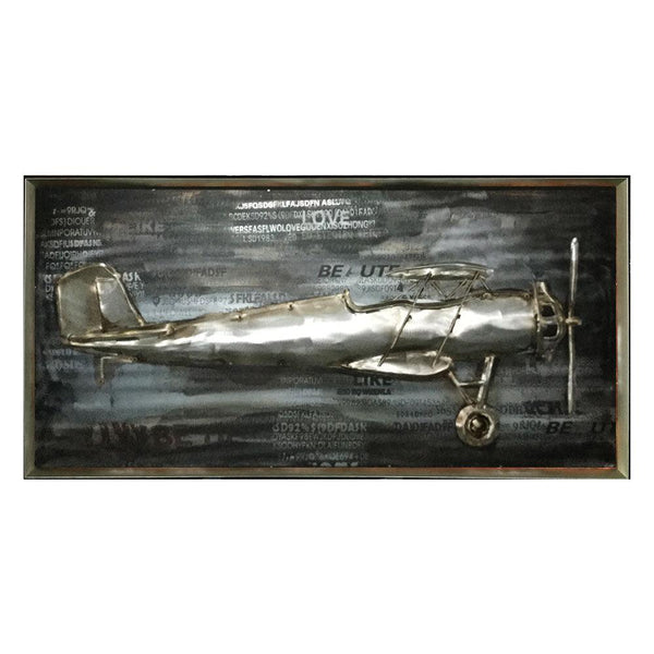 Framed Oil Painting Hand-Painted Abstract Modern Metal 3D Wall Art - Jet (76cm x152cm) - Moda Living