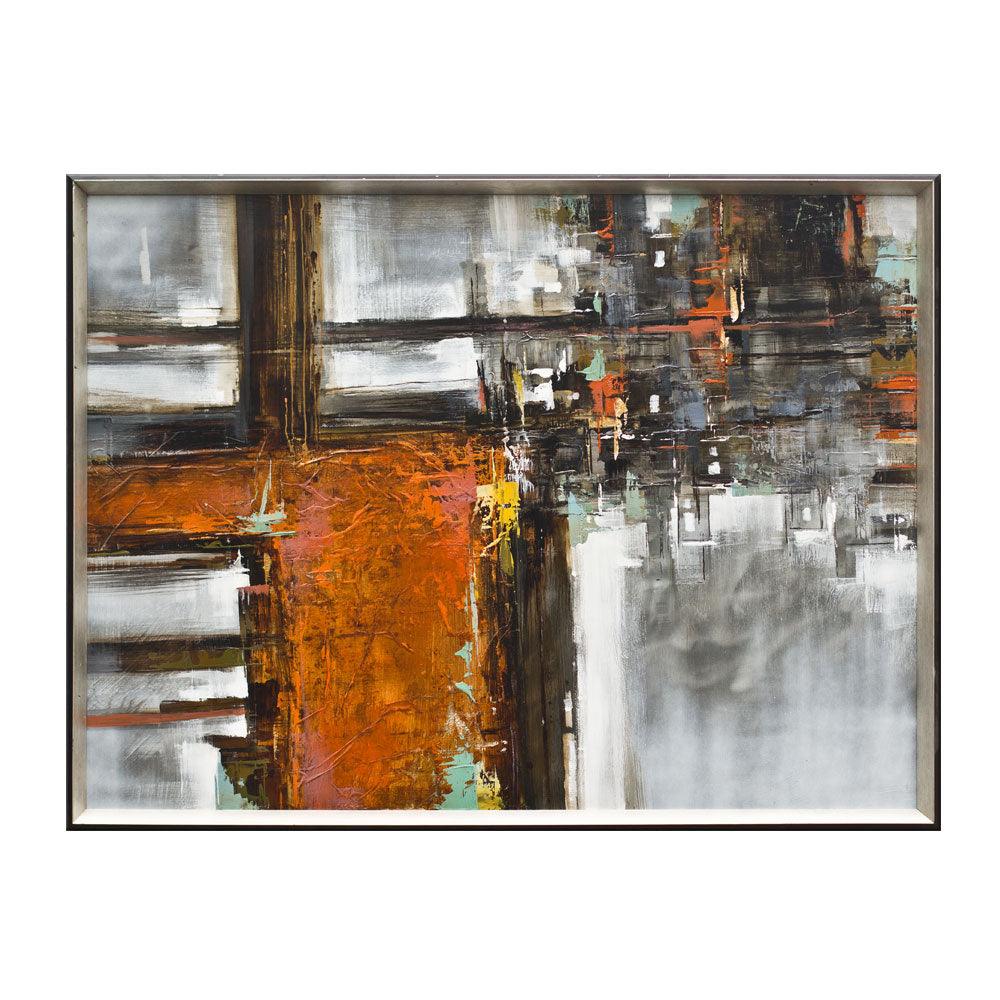 Framed Oil Painting Hand-Painted Abstract Modern Metal Wall Art - Reflection (91cm x120cm) - Moda Living