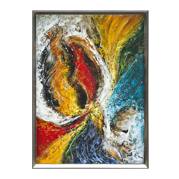 Framed Oil Painting Hand-Painted Abstract Modern Metal Wall Art - Wave (122cm x 91cm) - Moda Living