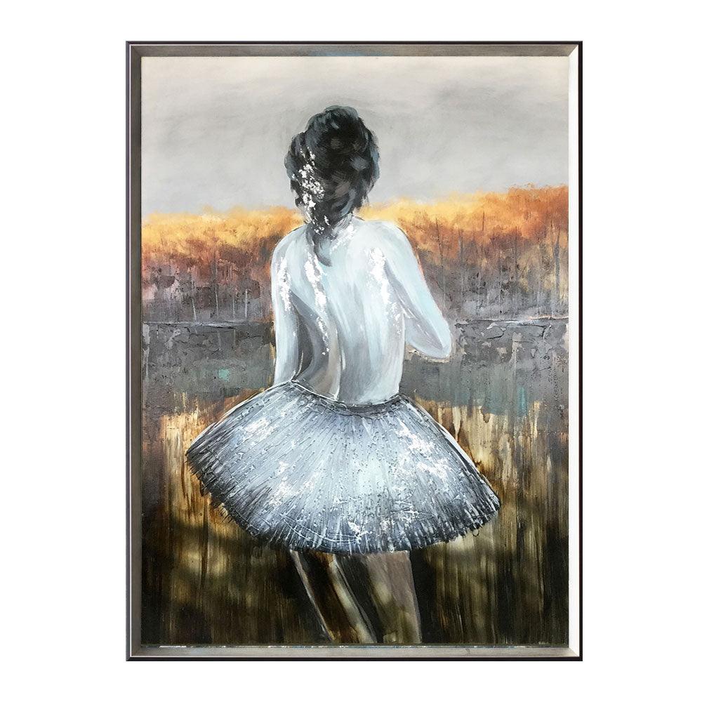 Framed Oil Painting Hand-Painted Abstract People Metal Wall Art - Ballet Girl 122x91cm - Moda Living