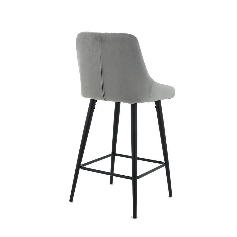 Kane Bar Stool (Set of 2) - Grey Velvet Fabric Black Legs - Moda Living