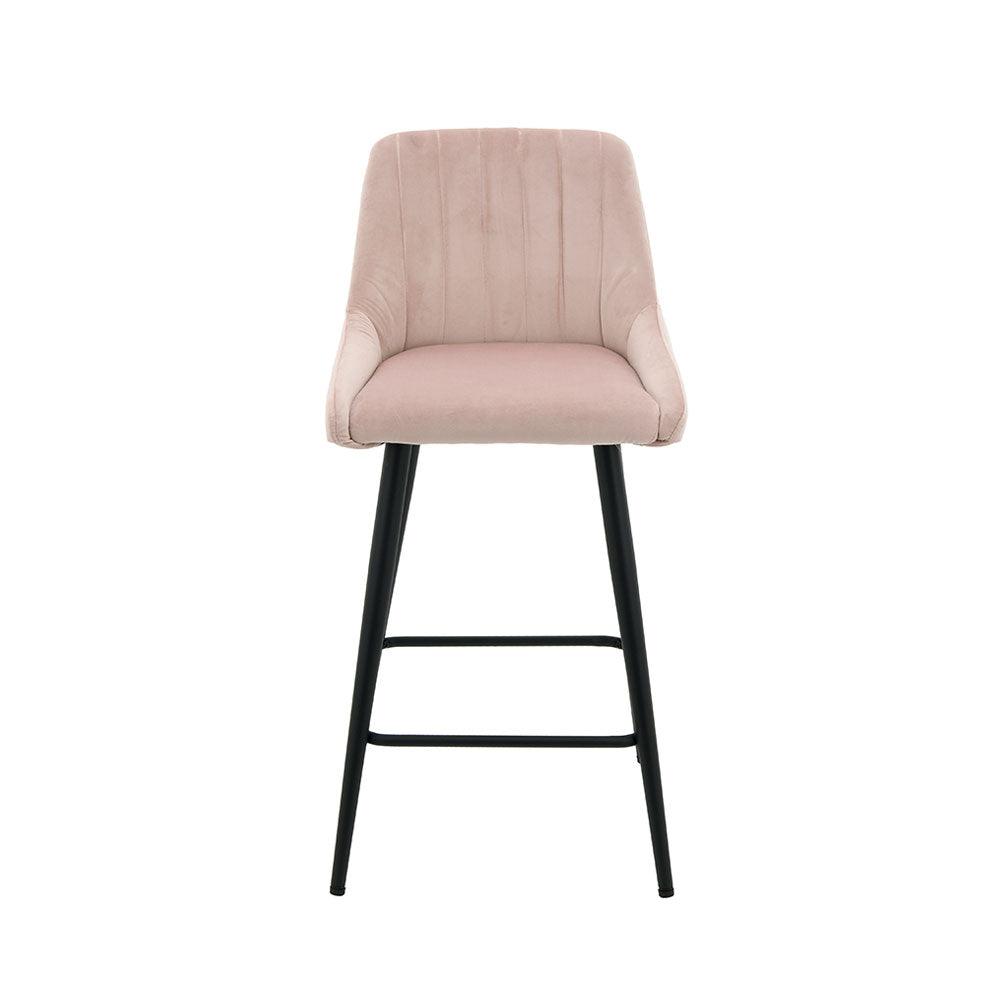 Kane Bar Stool (Set of 2) - Pink Fabric Black Legs - Moda Living