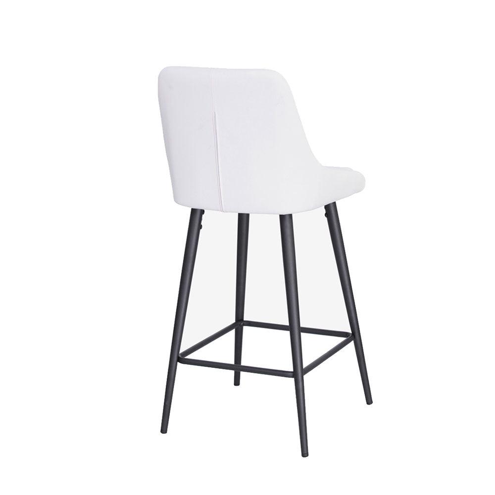 Kane Bar Stool (Set of 2) - White PU Leather Black Legs - Moda Living