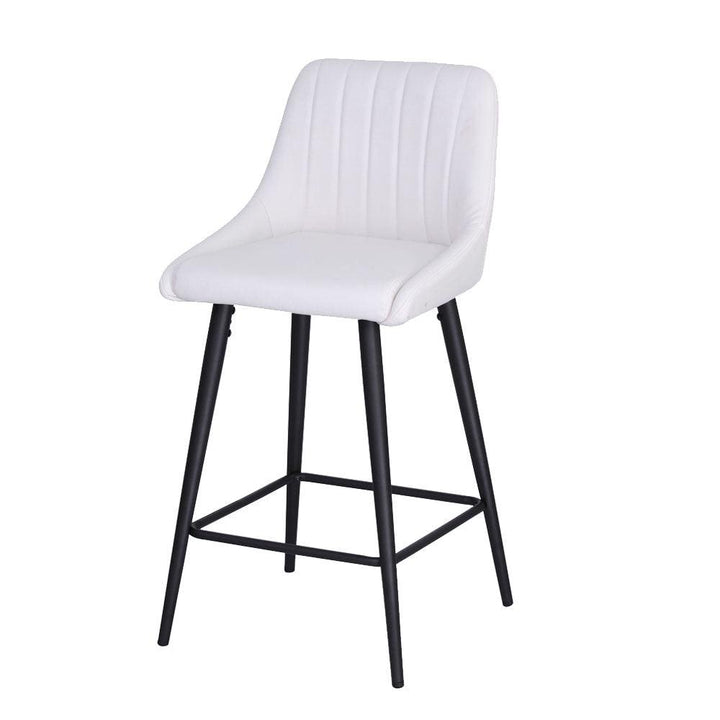 Kane Bar Stool (Set of 2) - White PU Leather Black Legs - Moda Living