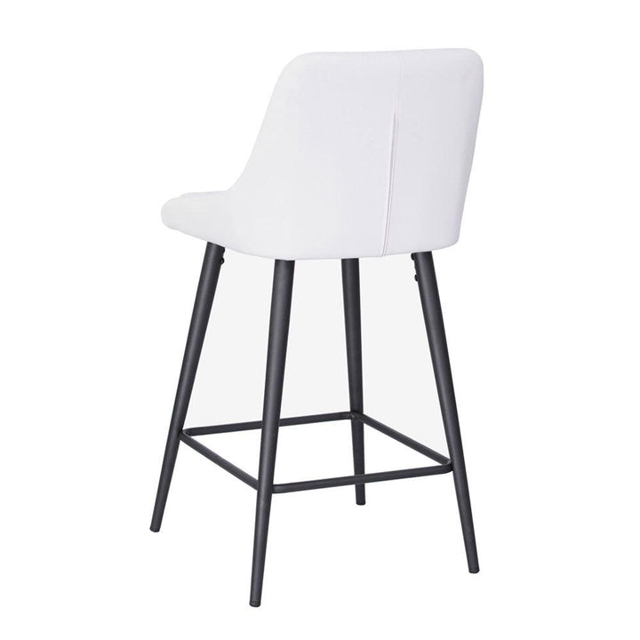 Kane Bar Stool (Set of 2) - White PU Leather Black Legs - Moda Living