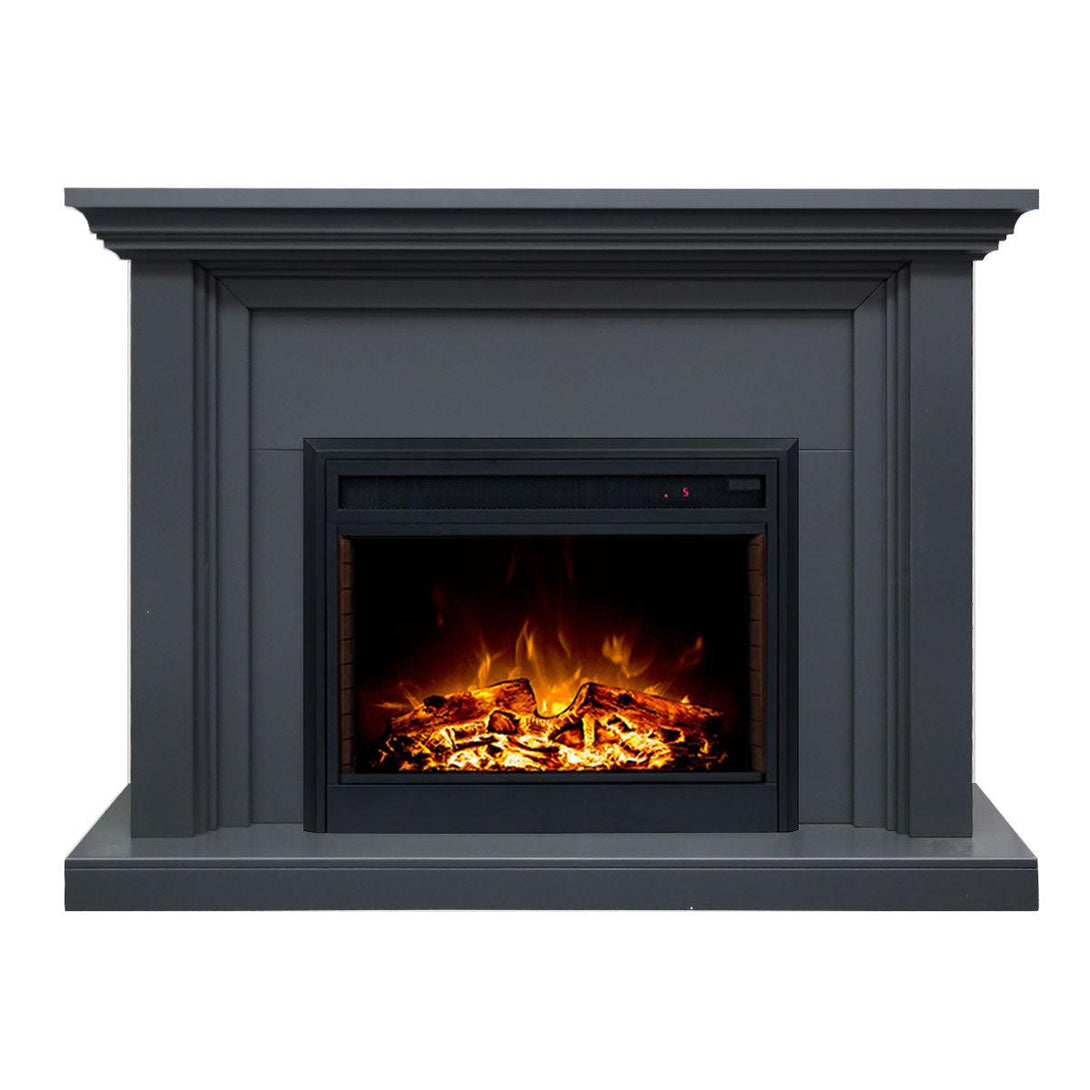 Kingsley 2000W Electric Fireplace Heater Grey Mantel Suite With 30" Moonlight Insert - Moda Living