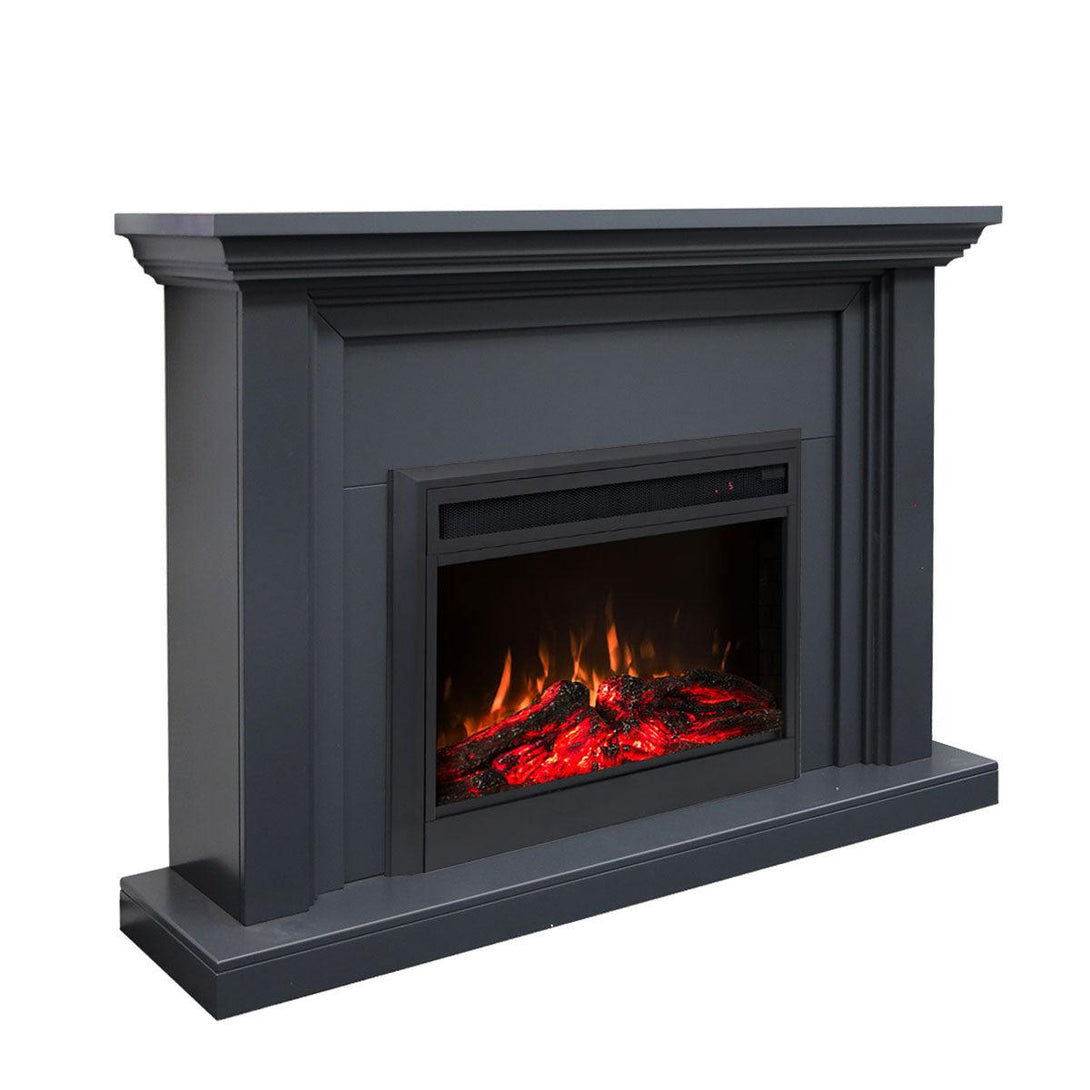 Kingsley 2000W Electric Fireplace Heater Grey Mantel Suite With 30" Moonlight Insert - Moda Living