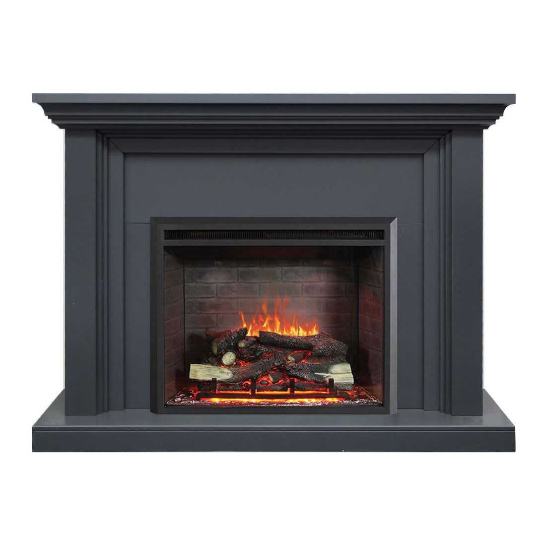 Kingsley 2000W Electric Fireplace Heater Grey Mantel Suite With 30" Primo Insert - Moda Living