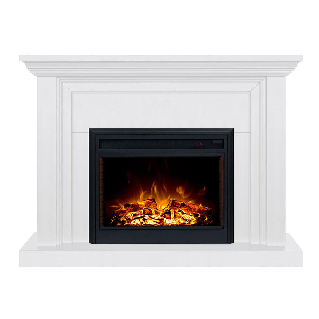 Kingsley 2000W Electric Fireplace Heater White Mantel Suite With 30" Moonlight Insert - Moda Living