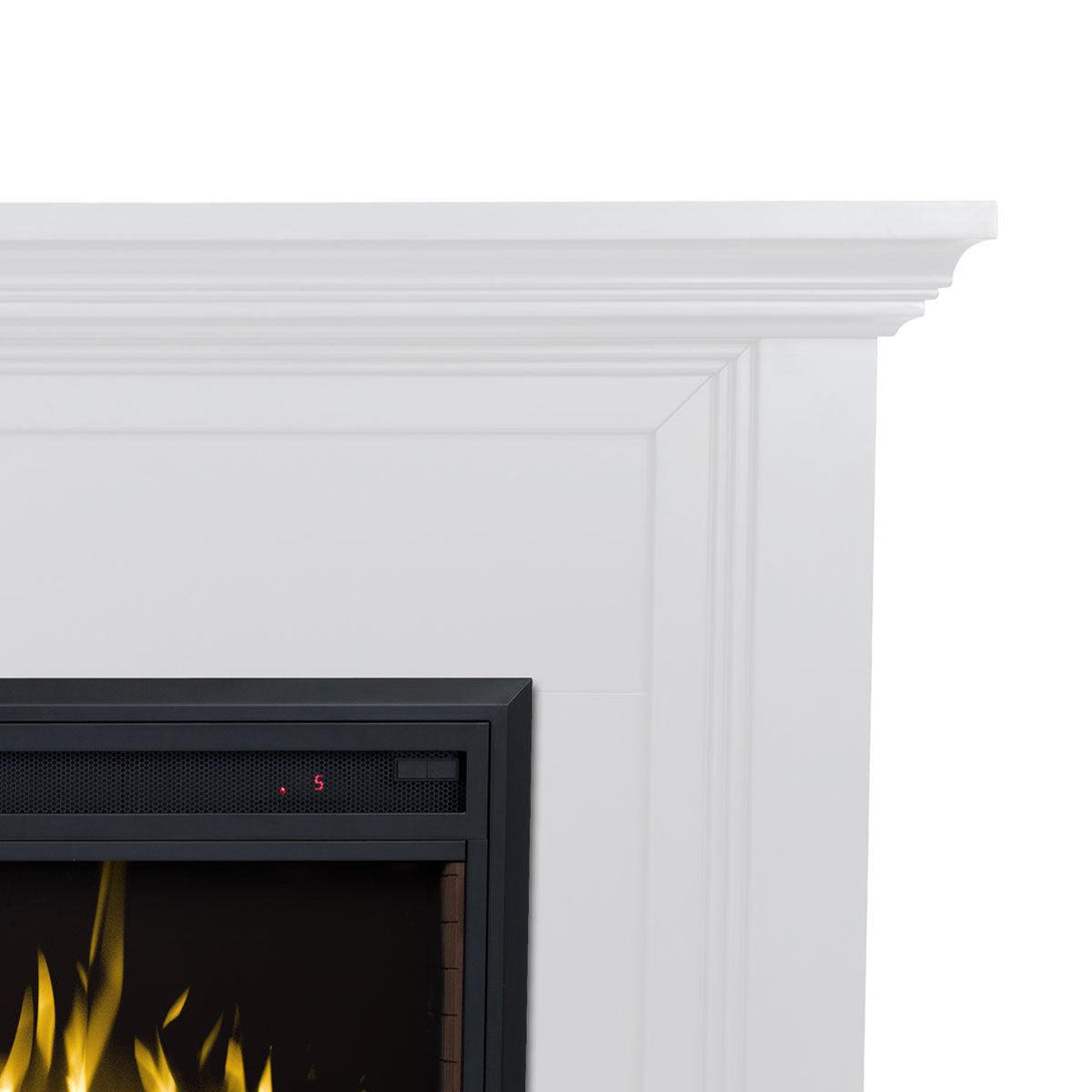 Kingsley 2000W Electric Fireplace Heater White Mantel Suite With 30" Moonlight Insert - Moda Living