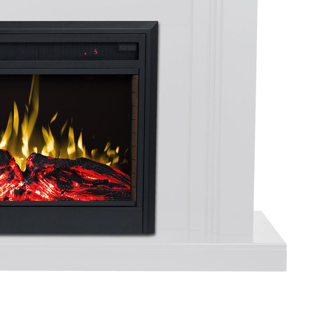 Kingsley 2000W Electric Fireplace Heater White Mantel Suite With 30" Moonlight Insert - Moda Living