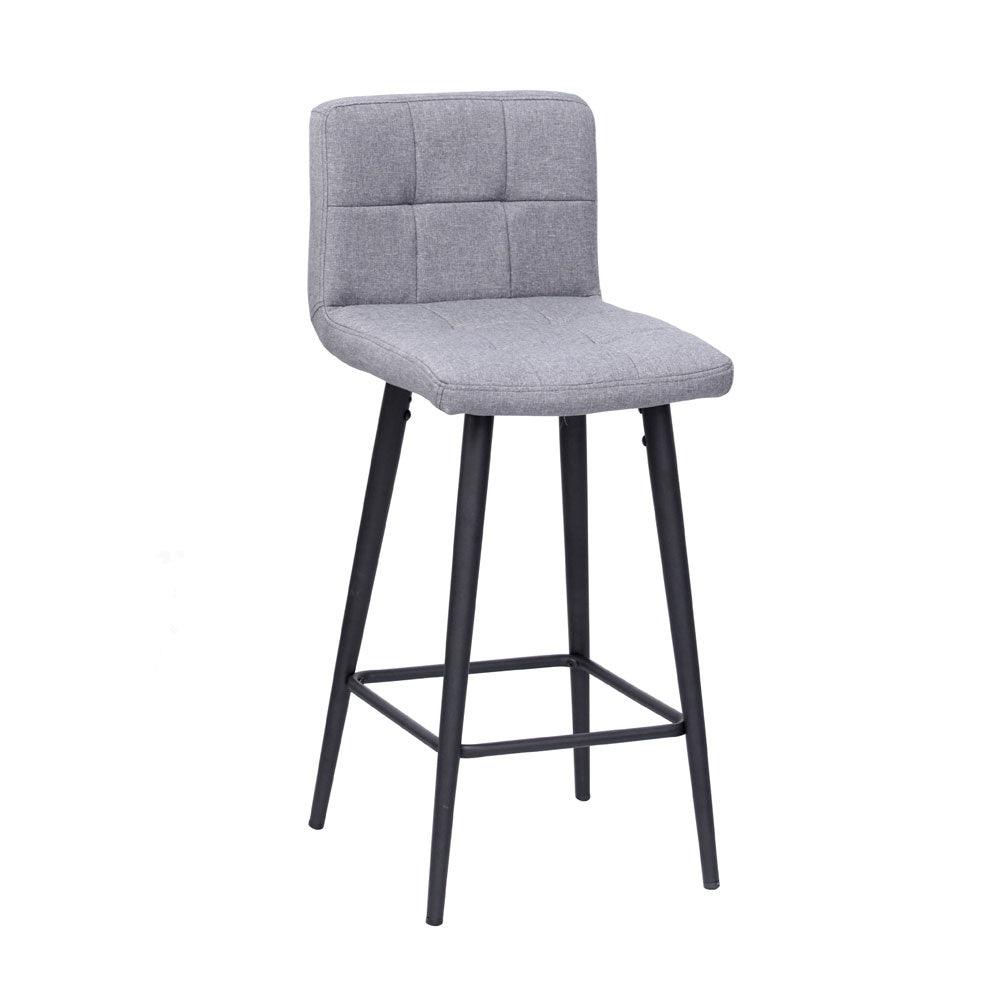 Kyam Bar Stool (Set of 2) Grey Fabric Black Legs Moda Living