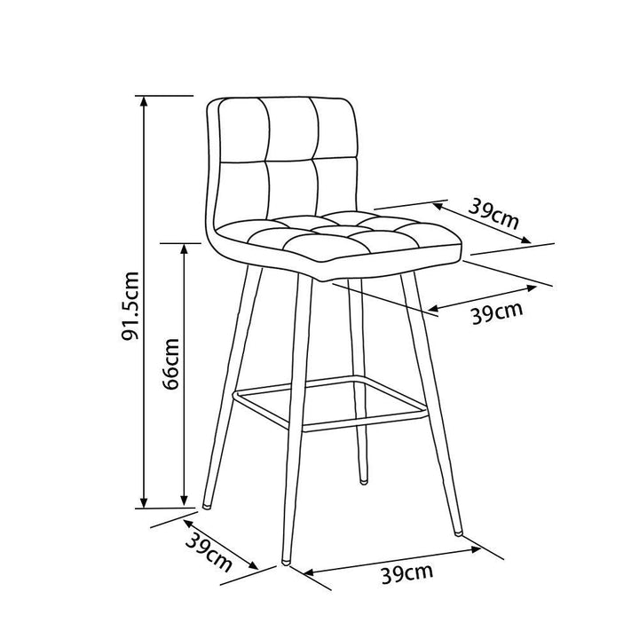 Kyam Bar Stool (Set of 2) - Grey Fabric Black Legs - Moda Living