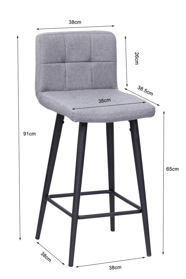 Kyam Bar Stool (Set of 2) - Grey Fabric Black Legs - Moda Living