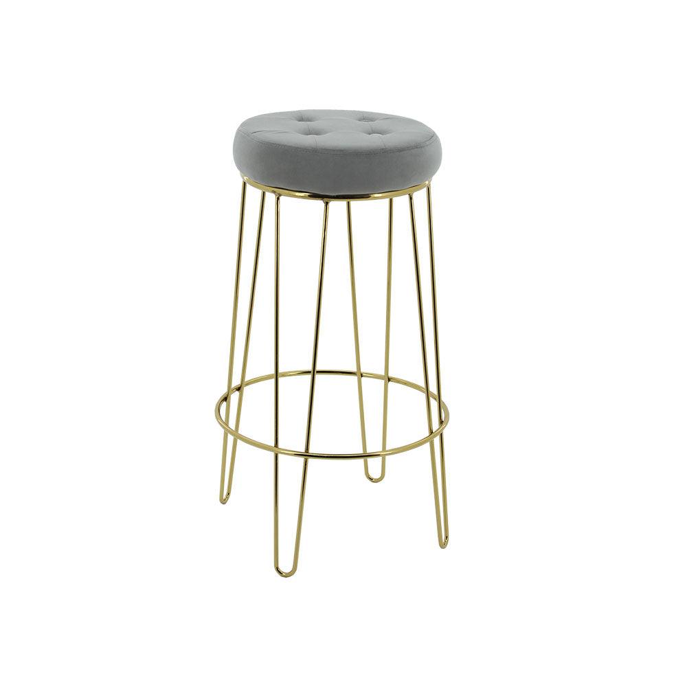 Lorrisa Bar Stool (Set of 2) - Grey Fabric Golden Legs - Moda Living