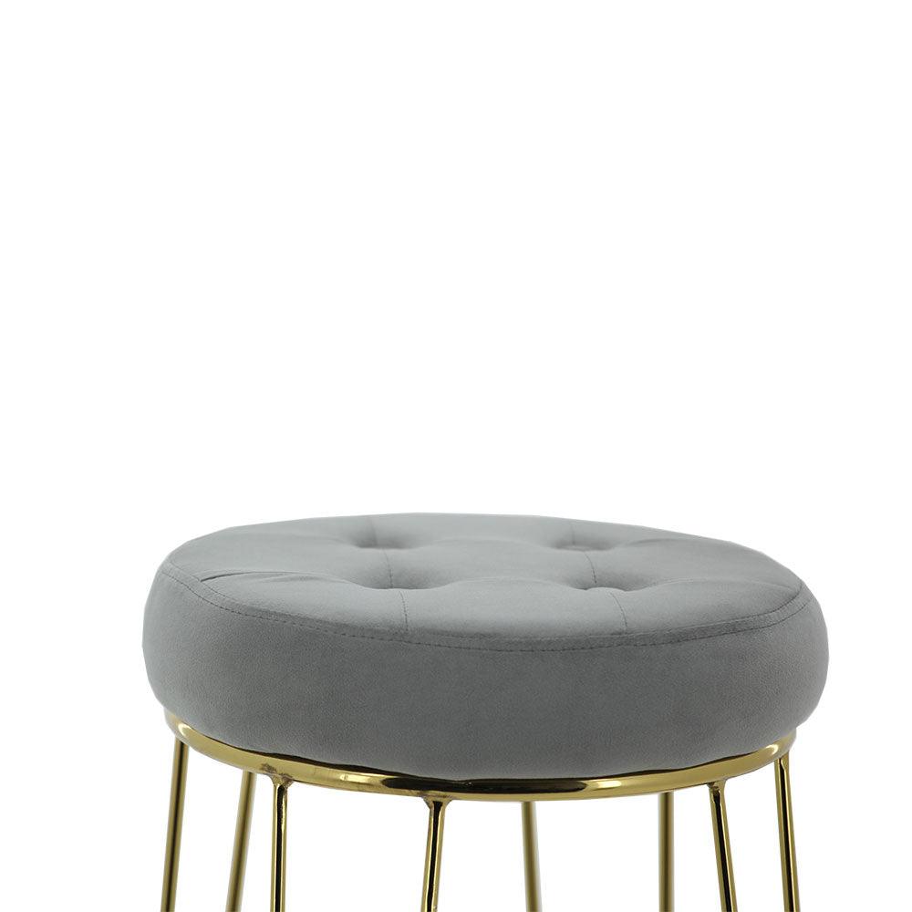 Lorrisa Bar Stool (Set of 2) - Grey Fabric Golden Legs - Moda Living