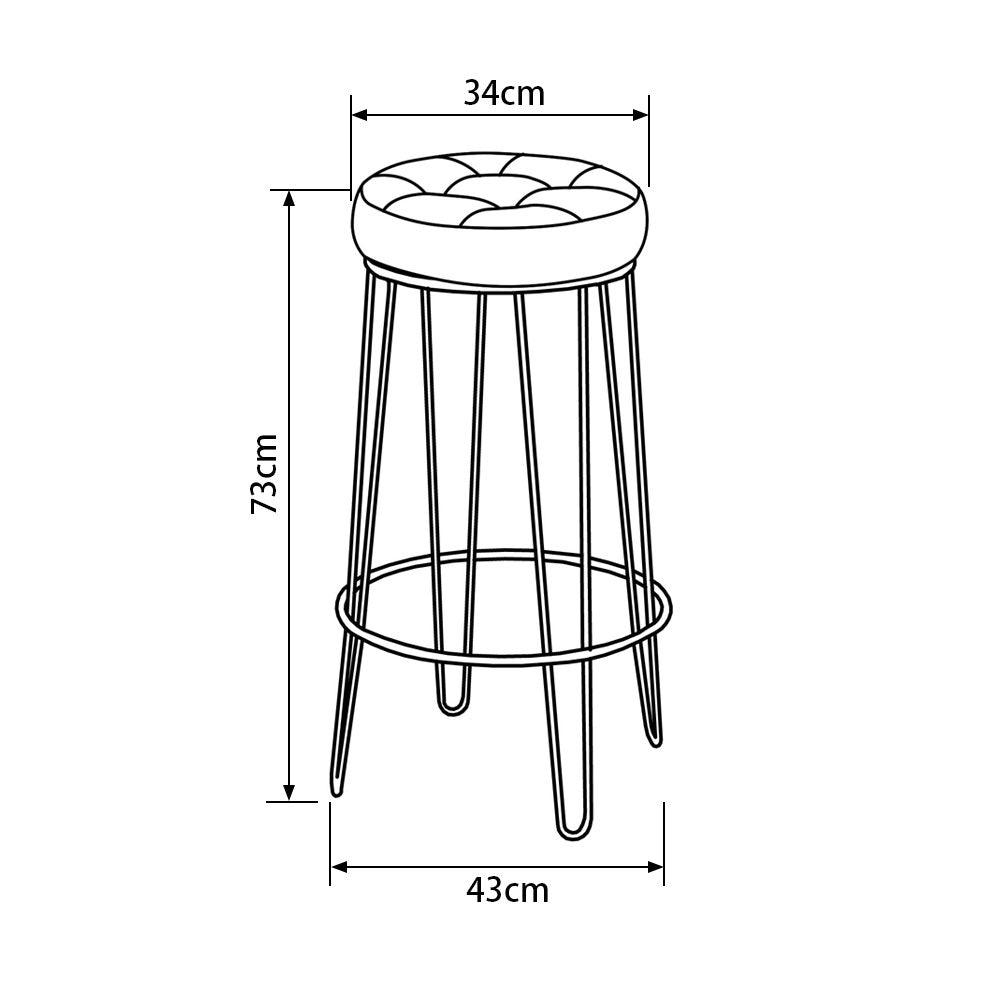 Lorrisa Bar Stool (Set of 2) - Grey Fabric Golden Legs - Moda Living