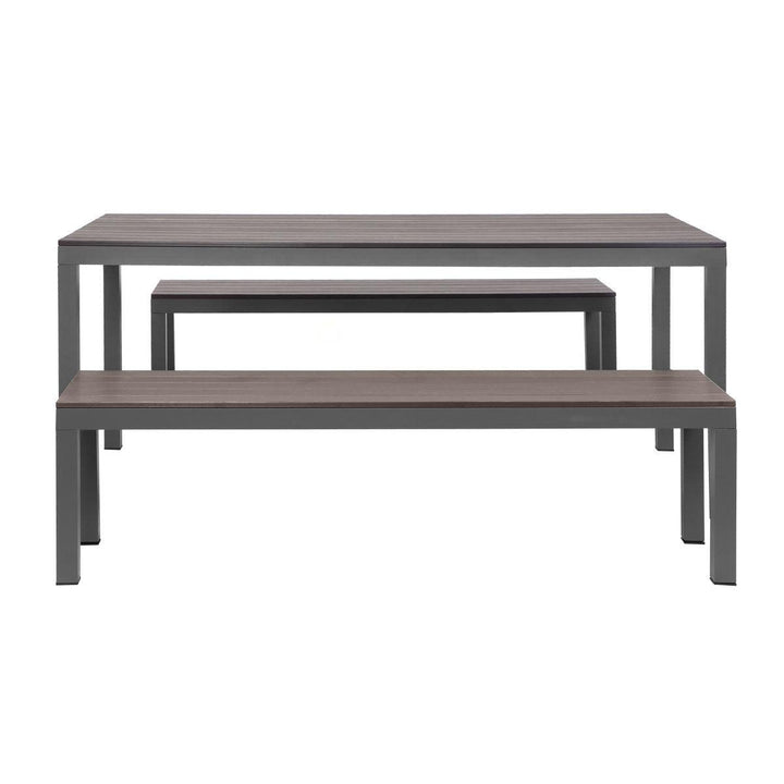 Manly 3 Piece Charcoal Aluminium Outdoor Bench Dining Set with Grey Cushion - Moda Living