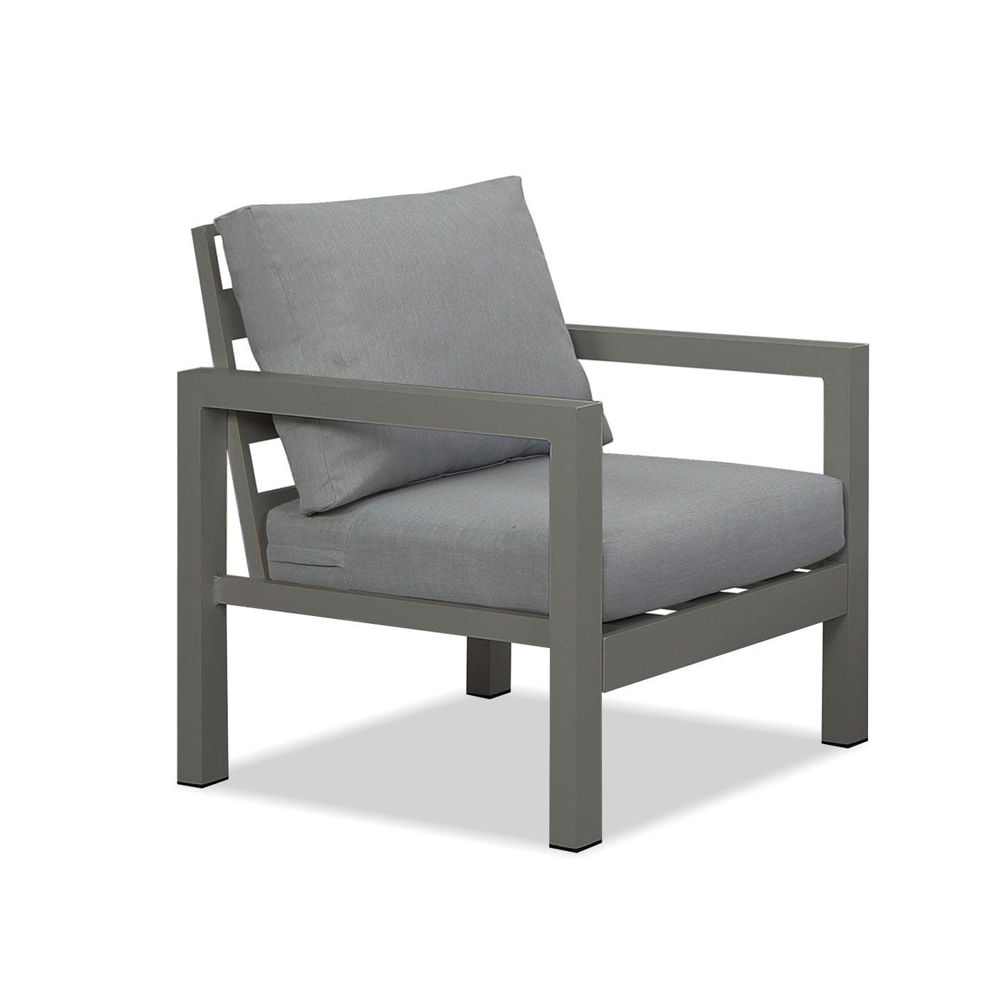 Manly 4 Seater Charcoal Aluminium Sofa Lounge Set - Grey Cushion - Moda Living