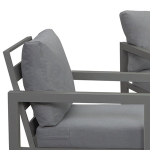 Manly 4 Seater Charcoal Aluminium Sofa Lounge Set - Grey Cushion - Moda Living