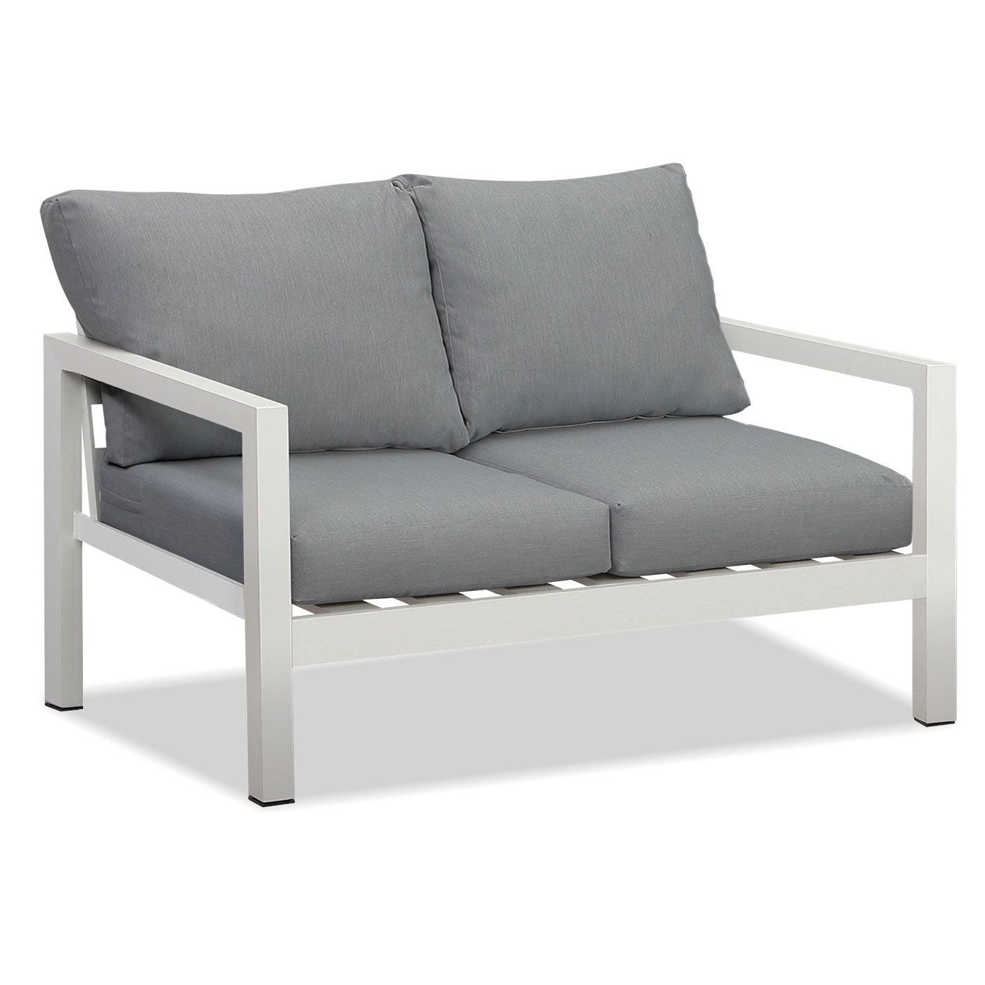Manly 4 Seater White Aluminium Sofa Lounge Set - Grey Cushion - Moda Living