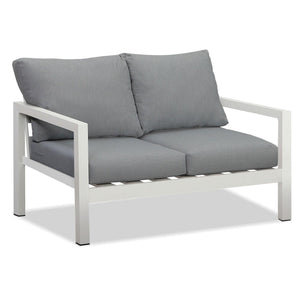 Manly 4 Seater White Aluminium Sofa Lounge Set - Grey Cushion - Moda Living