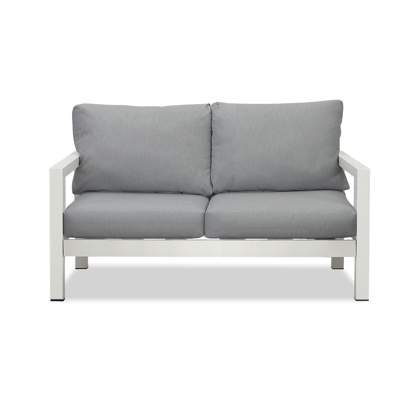 Manly 4 Seater White Aluminium Sofa Lounge Set - Grey Cushion - Moda Living