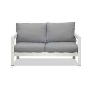Manly 4 Seater White Aluminium Sofa Lounge Set - Grey Cushion - Moda Living