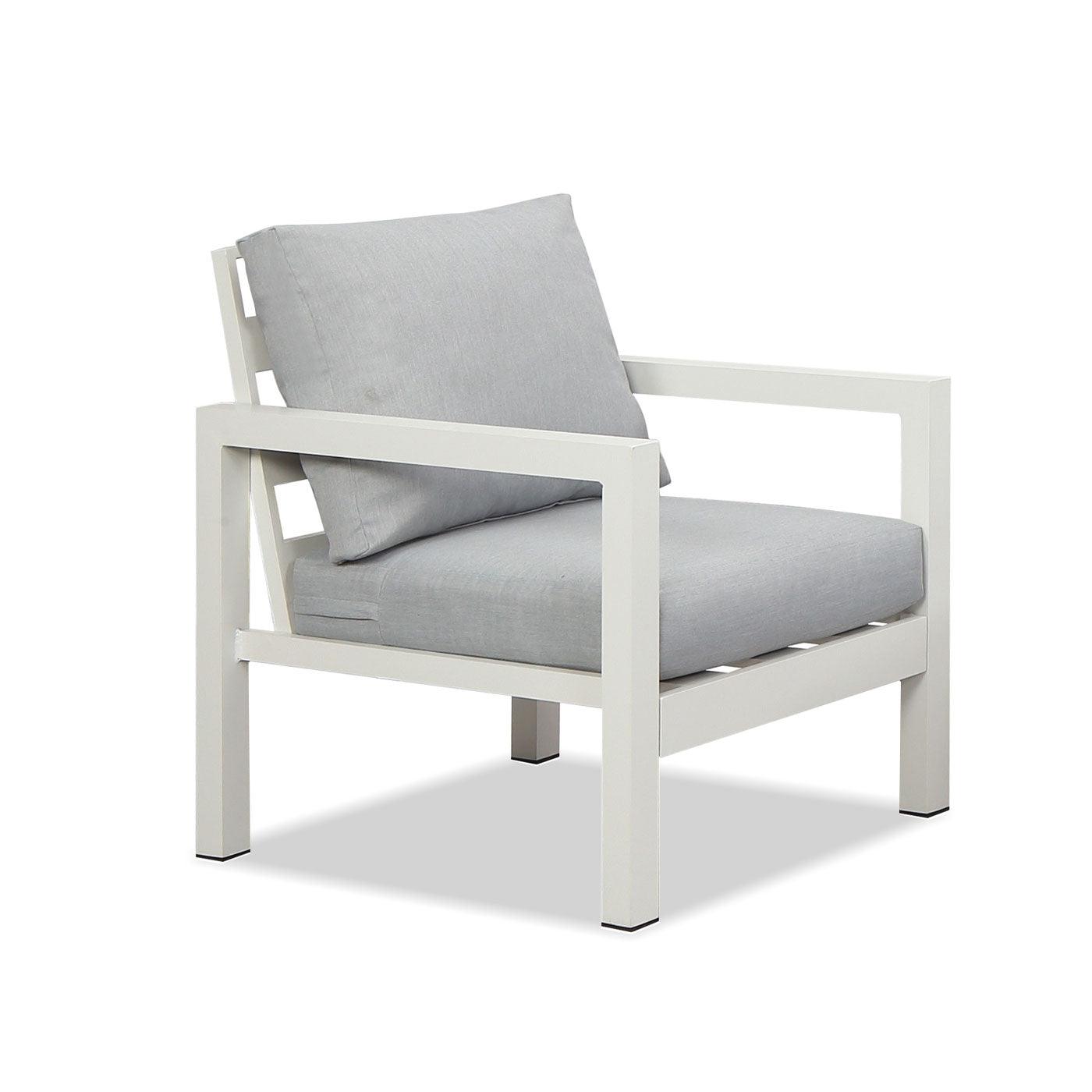 Manly 4 Seater White Aluminium Sofa Lounge Set - Light Grey Cushion - Moda Living