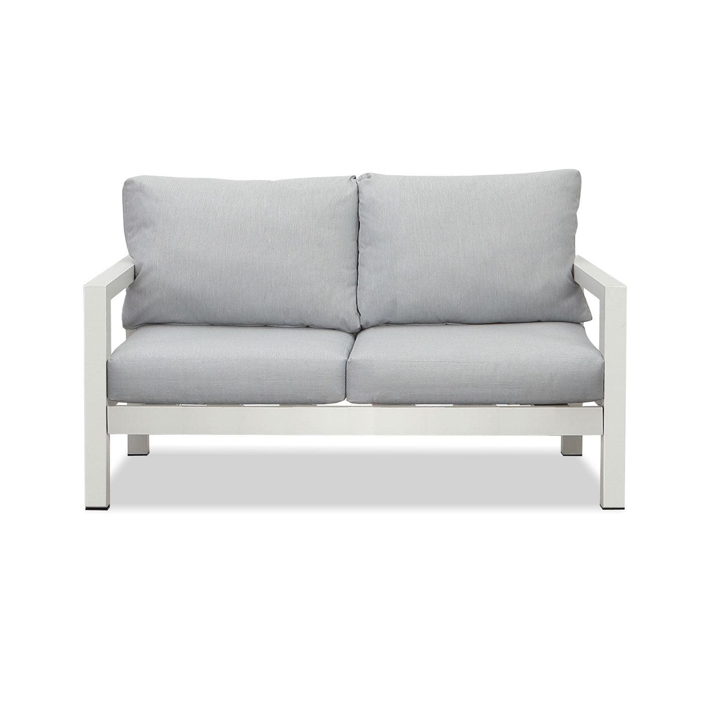 Manly 4 Seater White Aluminium Sofa Lounge Set - Light Grey Cushion - Moda Living