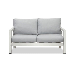 Manly 4 Seater White Aluminium Sofa Lounge Set - Light Grey Cushion - Moda Living