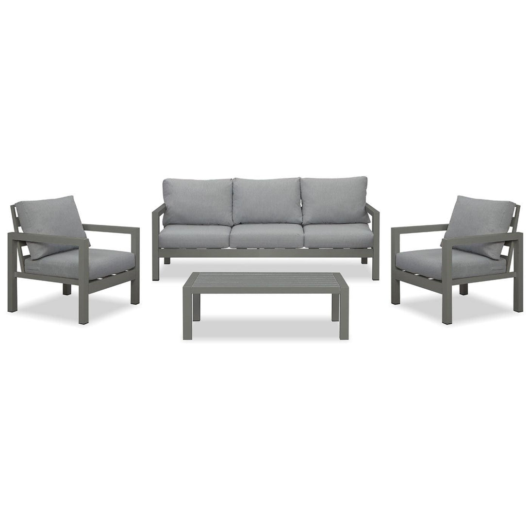 Manly 5 Seater Charcoal Aluminium Sofa Lounge Set - Grey Cushion - Moda Living