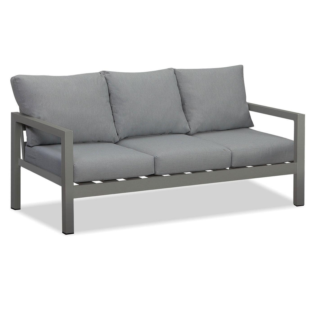 Manly 5 Seater Charcoal Aluminium Sofa Lounge Set - Grey Cushion - Moda Living