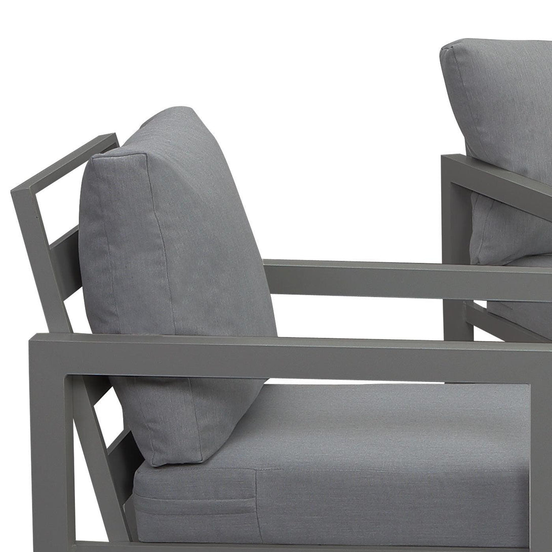 Manly 5 Seater Charcoal Aluminium Sofa Lounge Set - Grey Cushion - Moda Living