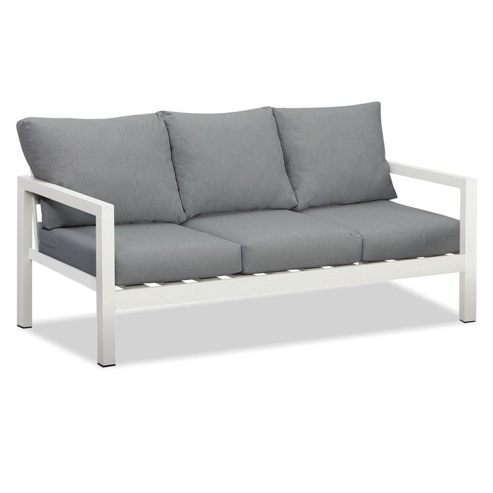 Manly 5 Seater White Aluminium Sofa Lounge Set - Grey Cushion - Moda Living