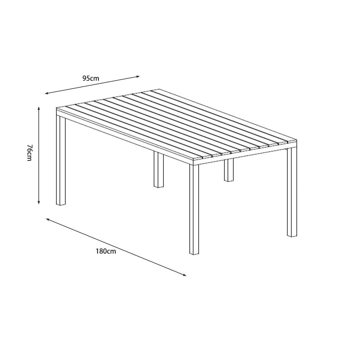 Manly Charcoal Aluminium Outdoor Dining Table with Polywood Top (180x95cm) - Moda Living