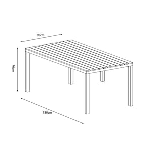 Manly Charcoal Aluminium Outdoor Dining Table with Polywood Top (180x95cm) - Moda Living