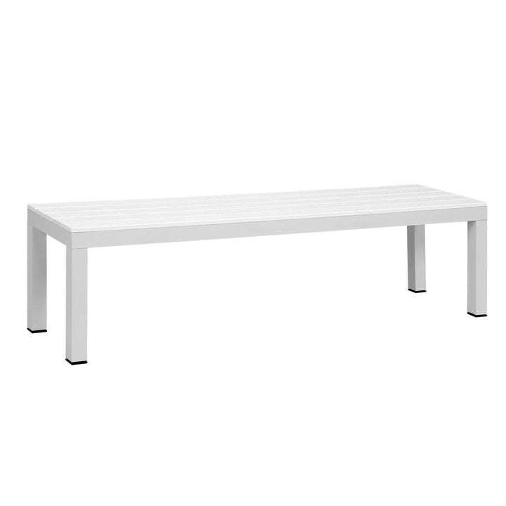 Manly White Aluminium Outdoor Polywood Top Bench with Grey Cushion (Set of Two) - Moda Living