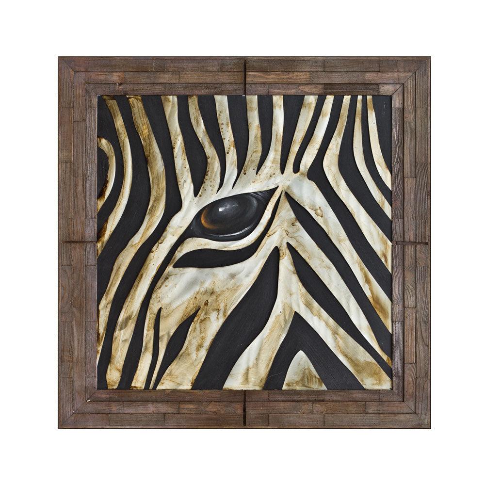 Pallet Wood Oil Painting Hand Painted Abstract Animals Metal Wall Art - Zebra (101cm x 101cm) - Moda Living