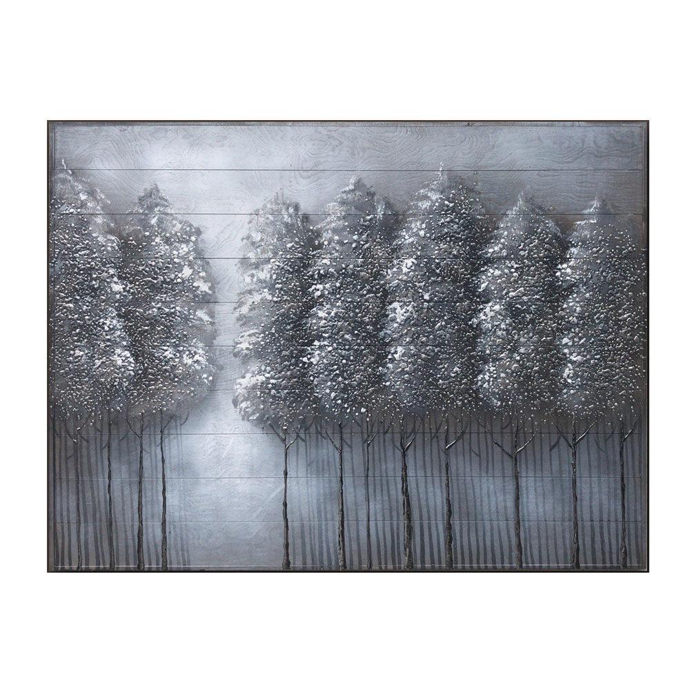 Pallet Wood Oil Painting Hand Painted Abstract Floral / Botanical Wall Art - Winter Trees (91cm x 122cm) - Moda Living