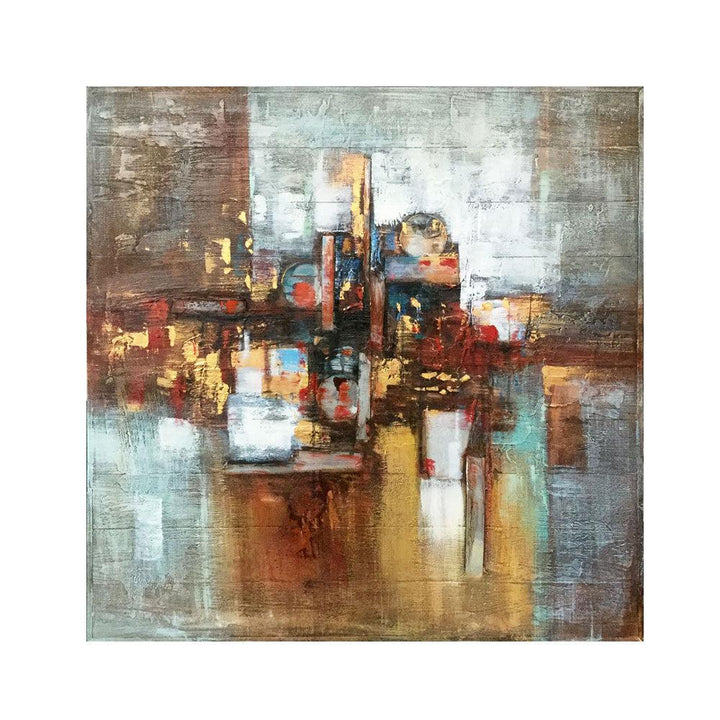 Pallet Wood Oil Painting Hand Painted Abstract Modern Wall Art - Reflection (101cm x 101cm) - Moda Living