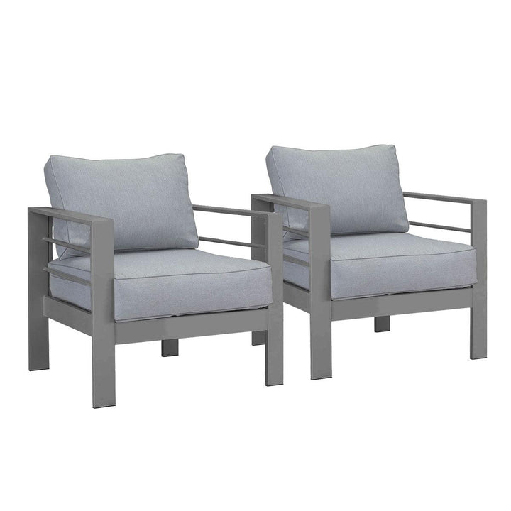 Paris 4 Piece Charcoal Aluminium Sofa Lounge Set - Grey Cushion - Moda Living