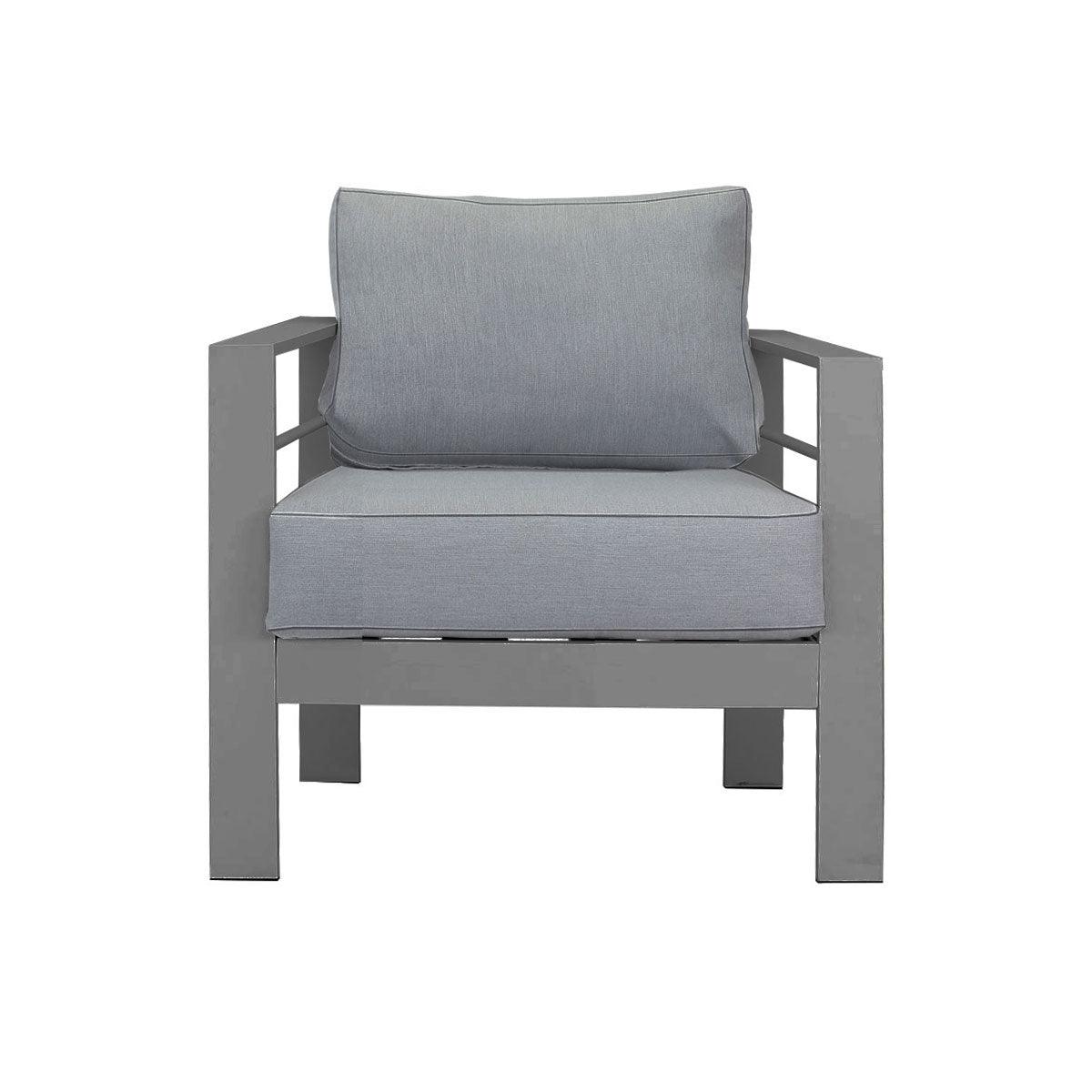 Paris 4 Piece Charcoal Aluminium Sofa Lounge Set - Grey Cushion - Moda Living