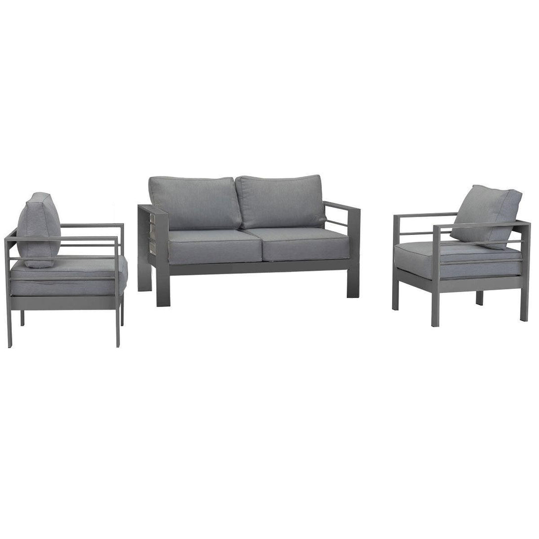 Paris 4 Seater Charcoal Aluminium Sofa Lounge - Grey Cushion - Moda Living