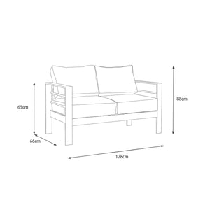 Paris 4 Seater Charcoal Aluminium Sofa Lounge - Grey Cushion - Moda Living