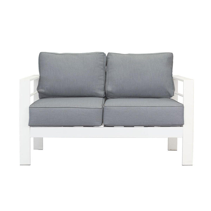 Paris 4 Seater White Aluminium Sofa Lounge - Grey Cushion - Moda Living