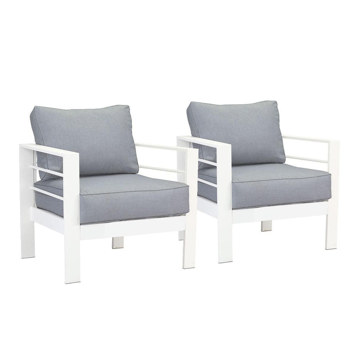 Paris 4 Seater White Aluminium Sofa Lounge - Grey Cushion - Moda Living