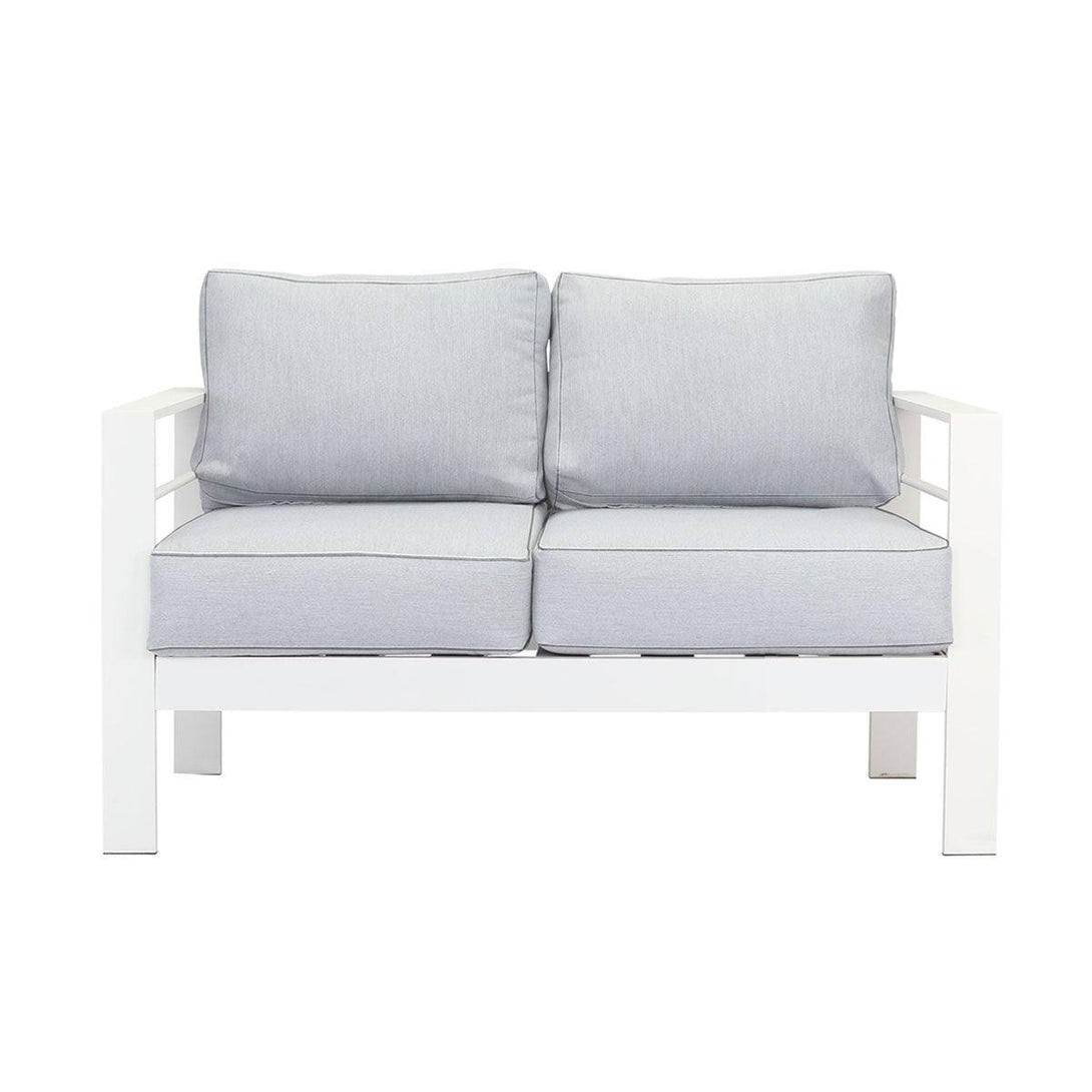 Paris 4 Seater White Aluminium Sofa Lounge - Light Grey Cushion - Moda Living